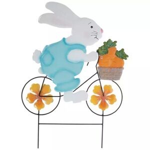 Bunny On A Bike Metal Garden Stake